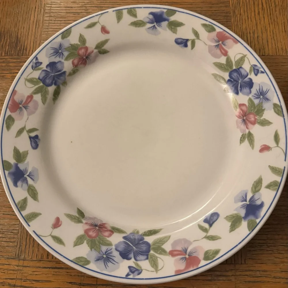 Set of 2 Majesticware by Oneida Freesia floral stoneware dinner plates, 11”